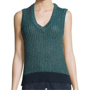 Rag & Bone Carmen Color Block Chunky Knit Sweater Tank Teal Women’s Size Small